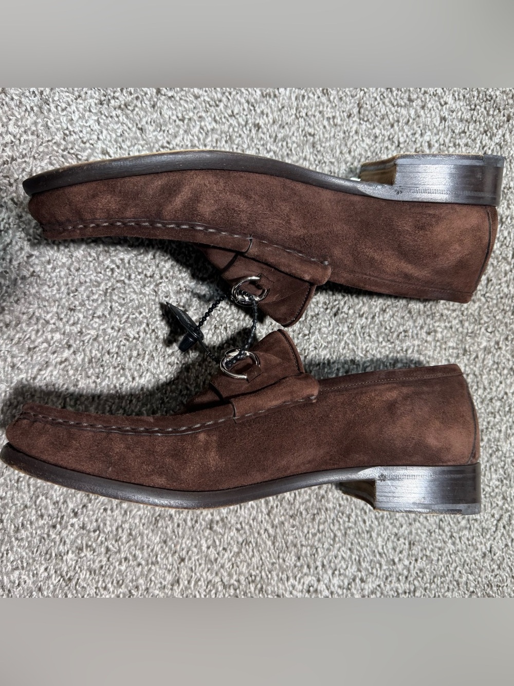 GUCCI Horsebit Suede Loafers Brown Mens 9.5 D Made in Italy Slip On Shoes - Picture 9 of 16